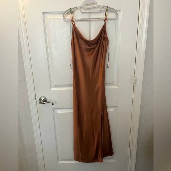 Jason Wu Satin Cowl Neck Chain Straps Dress - Picture 1 of 5